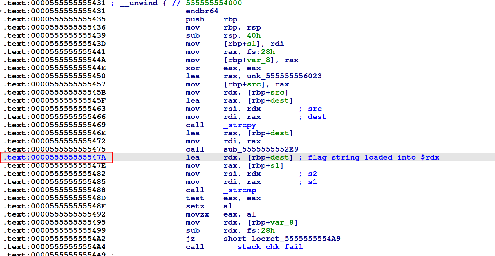 Breakpoint address